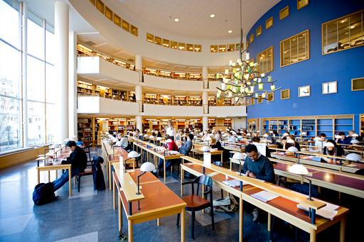 Students study in the silent reading room.
